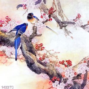 Tranh cây đào và chim