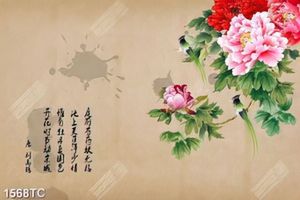 Tranh thư pháp mẫu đơn