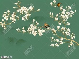 Tranh hoa mộc lan và chim dán tường đẹp