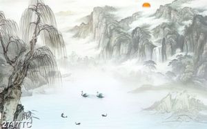 Tranh thác trên núi và sông