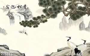 Tranh chim Hạc và cây Tùng