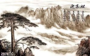 Tranh cây tùng trên núi