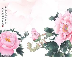 Tranh hoa đào và chữ thư pháp