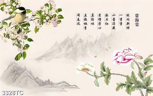Tranh thư pháp hoa mẫu đơn