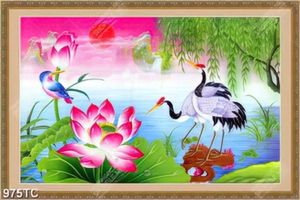 Tranh chim Hạc và hoa Sen