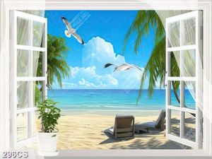 Tranh cửa sổ bên bãi biển file psd