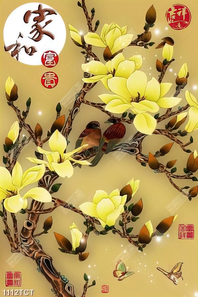 Tranh tài lộc hoa mộc lan
