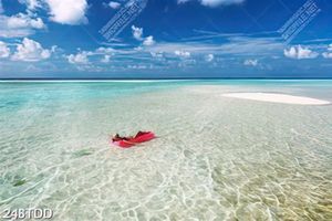 Tranh bãi biển xanh gợn sóng chất lượng cao