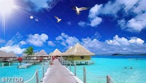 Tranh cây gỗ khu nghỉ dưỡng trên biển đẹp