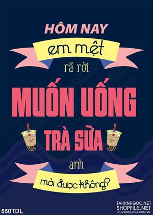 Tranh in uv động lực cùng ly trà sữa vượt qua mệt mỏi