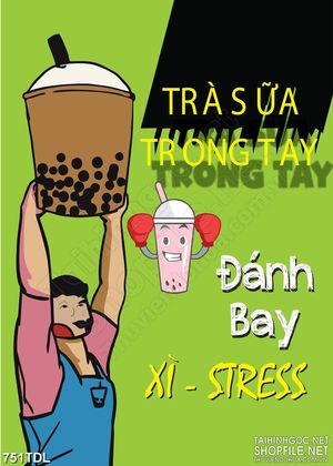 Tranh ca phe động lực công việc thưởng thức trà sữa mỗi ngày