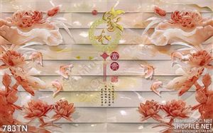 Tranh giả ngọc cá Koi thư pháp