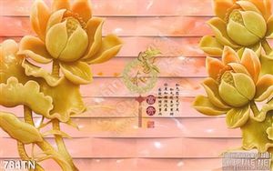 Tranh giả ngọc hoa sen thư pháp