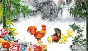 Tranh giả ngọc đàn gà trong sân