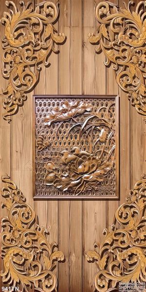 Tranh điêu khắc gỗ rồng và hoa sen
