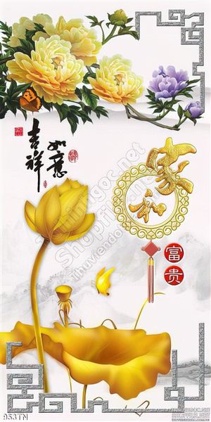 Tranh điêu khắc hoa mẫu đơn trang trí