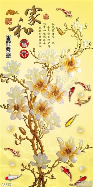 Tranh giả ngọc hoa trang trí thư pháp
