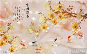 Tranh giả ngọc cá chép và hoa ngọc