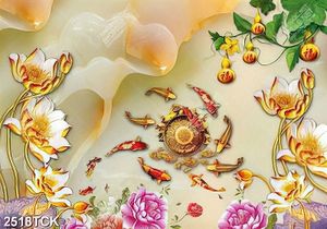 Tranh treo tường đàn cá chép bơi trong đầm sen hồng