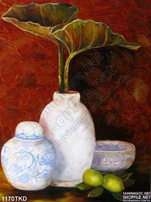 Tranh sơn dầu bình hoa cổ điển