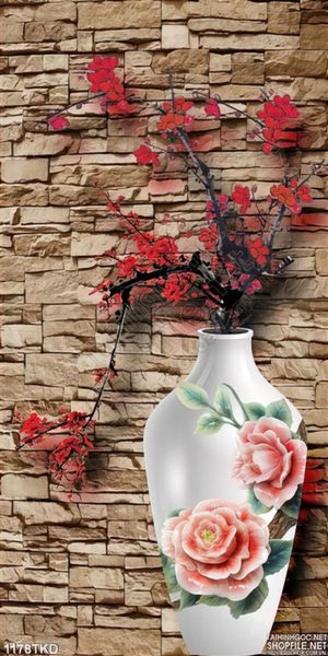 Tranh bình hoa đào trang trí Tết