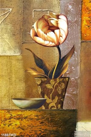 Tranh sơn dầu hoa tulip in gạch