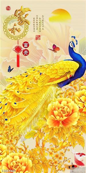 Tranh chim công thư pháp