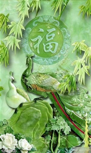 Tranh gỉa ngọc cây tre và chim công