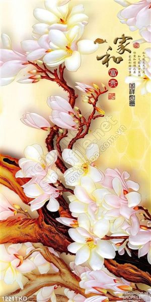Tranh thư pháp hoa mộc lan