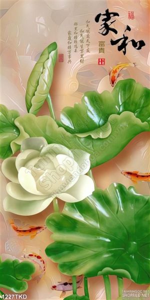 Tranh gỉa ngọc hoa Sen thư pháp