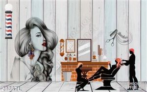 Tranh tiem toc barber trang trí salon tóc