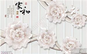 Tranh hoa hồng phớt chữ thư pháp 4D