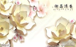 Tranh cành đào tết giữa rừng hoa vàng