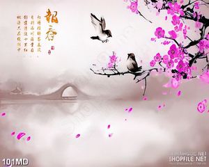 Tranh cành hoa đào khoe sắc hồng in canvas