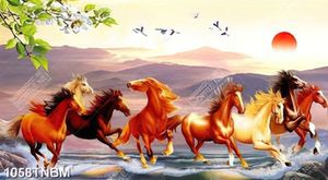 Tranh phong thủy bát mã file PSD