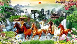 Tranh mã đáo thành công  in uv file psd