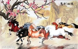 Tranh Bát Mã Psd thư pháp mùa xuân