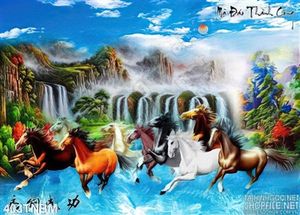 Tranh Bát Mã thư pháp nghệ thuật treo tường