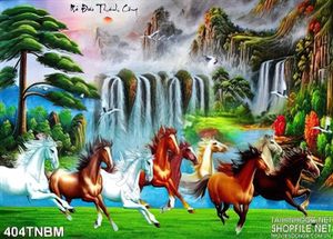Tranh Bát Mã sơn thủy treo tường