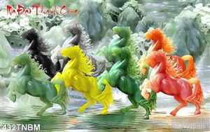 Tranh giả ngọc 8 con ngựa đẹp