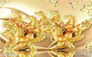 Tranh tượng Bát Mã truy phong treo tường bằng vàng