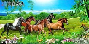 Tranh trang trí tường Bát Mã quần phi độc đáo