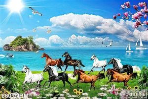 Tranh Bát Mã trên biển treo tường đẹp