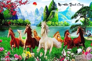 Tranh treo tết Bát Mã quần phi
