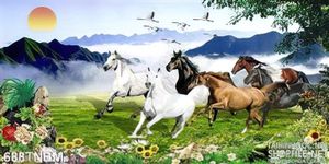 Tranh phòng khách ngựa 3D trang trí