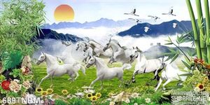 Tranh 8 con ngựa - gạch tranh 3D