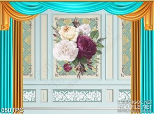 Tranh rèm màn decor trang trí bông hoa mẫu đơn nở rộ