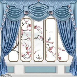 Tranh phào chỉ 8d đôi chim nhỏ đậu trên cành đào bên núi