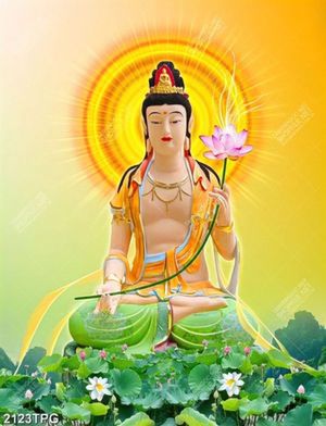 Tranh Bồ Tát cầm hoa Sen siêu nét