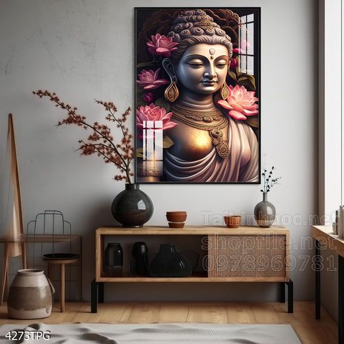 Tranh tranh trí tường phật giáo sang trọng
